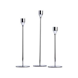 [230029915] Set 3 candelabros plateados
